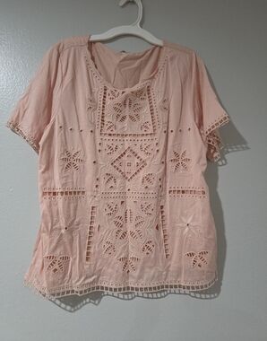 J. Crew Blush Pink Embroidered Eyelet Tunic